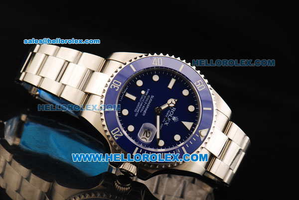Rolex Submariner Swiss ETA 2836 Automatic Movement Steel Case and Strap with Blue Dial and Blue Bezel 43mm - Click Image to Close
